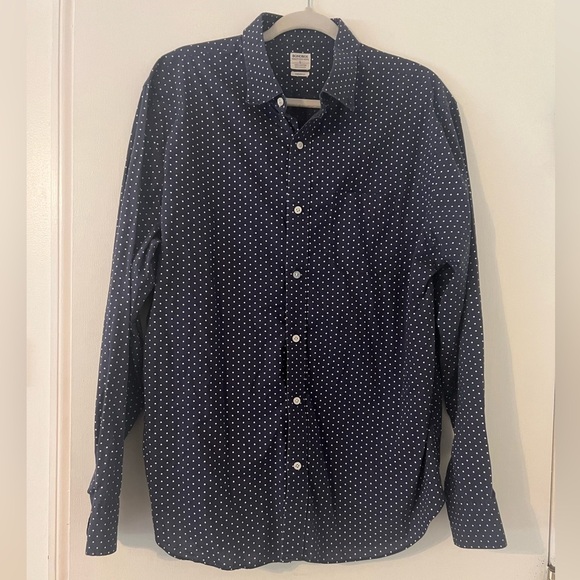 Bonobos Dark Blue Polka Dot Button Down Shirt 100% cotton size L (SKU K130) - Picture 1 of 5